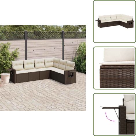 Muebles de exterior - vidaXL Set sofás de jardín 6 piezas y cojines ratán sintético marrón - Sofás de jardín con cojines