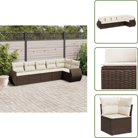 Muebles de exterior - vidaXL Set sofás de jardín 6 piezas y cojines ratán sintético marrón - Sofás de jardín marrón