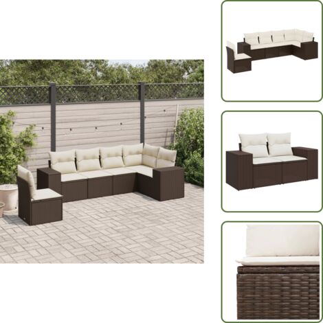 Muebles de exterior - vidaXL Set sofás de jardín 6 piezas y cojines ratán sintético marrón - Sofás de jardín marrón