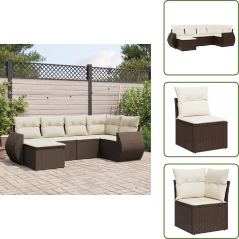 Muebles de exterior - vidaXL Set sofás de jardín 6 piezas y cojines ratán sintético marrón - Sofás de jardín marrón