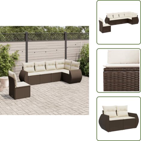Muebles de exterior - vidaXL Set sofás de jardín 6 piezas y cojines ratán sintético marrón - Sofás de jardín marrón
