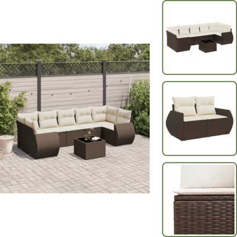 Muebles de exterior - vidaXL Set sofás de jardín 8 piezas y cojines ratán sintético marrón - Asientos de jardín