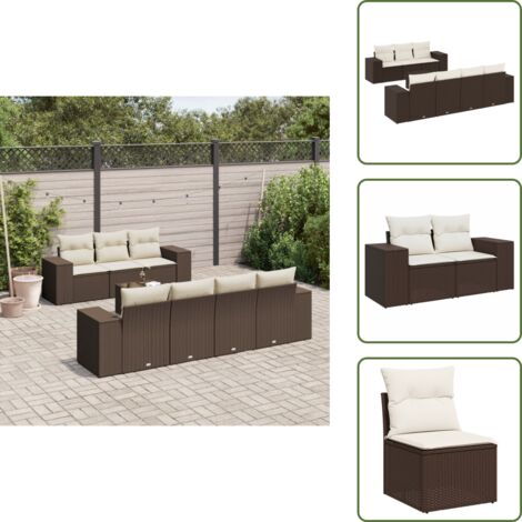 Muebles de exterior - vidaXL Set sofás de jardín 8 piezas y cojines ratán sintético marrón - Sofás con reposabrazos