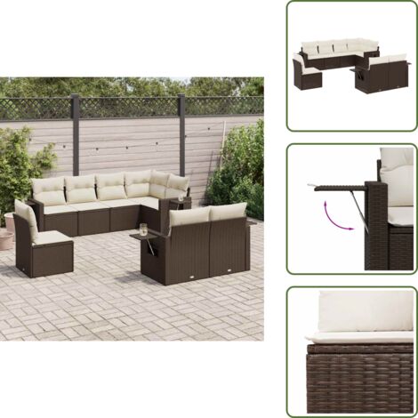 Muebles de exterior - vidaXL Set sofás de jardín 8 piezas y cojines ratán sintético marrón - Sofás de jardín con cojines