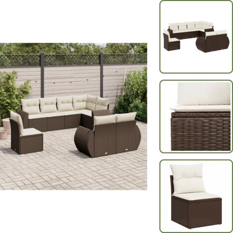 Muebles de exterior - vidaXL Set sofás de jardín 8 piezas y cojines ratán sintético marrón - Sofás de jardín marrón