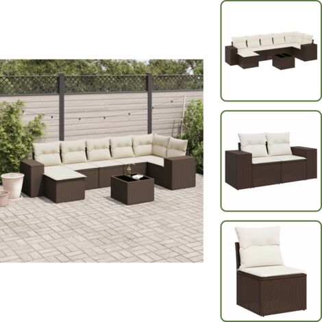 Muebles de exterior - vidaXL Set sofás de jardín 8 piezas y cojines ratán sintético marrón - Sofás de jardín marrón