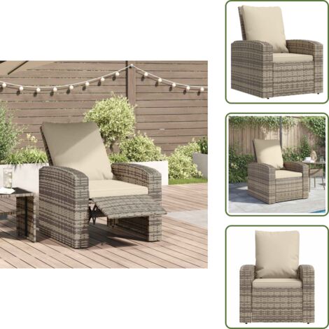 Muebles de exterior - vidaXL Sillón reclinable jardín y cojines ratán sintético marrón claro - Sillón de jardín