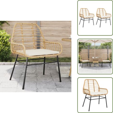 Muebles de exterior - vidaXL Sillones de jardín con cojines 2 uds ratán sintético marrón - Sillas de jardín con cojines