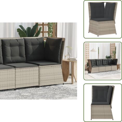 Muebles de exterior - vidaXL Sofá esquinero de jardín con cojines ratán sintético gris claro - Sofá esquinero