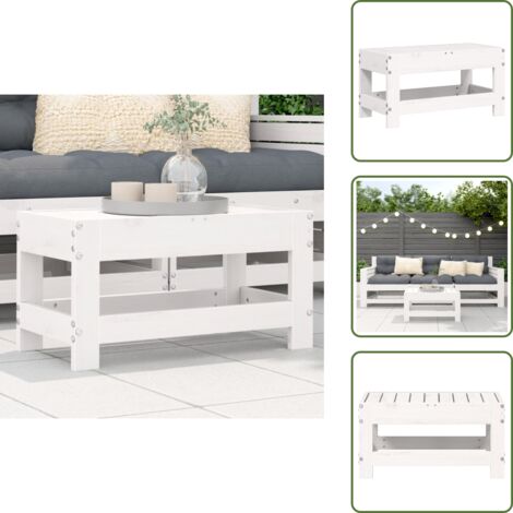 Muebles de exterior - vidaXL Taburete de jardín madera maciza de pino blanco 62x30x32 cm - Silla de jardín