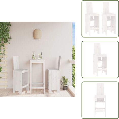 Muebles de exterior - vidaXL Taburetes de cocina 2 uds madera maciza pino blanco 40x42x120cm - Diseño rústico