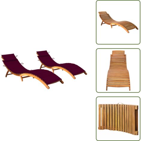 Muebles de exterior - vidaXL Tumbonas 2 unidades con cojines madera maciza de acacia - Tumbonas para jardín