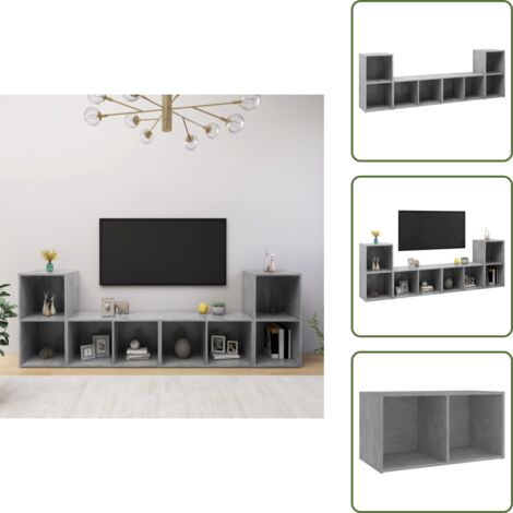 Muebles de ingeniería - vidaXL Muebles de salón 4 pzas madera ingeniería gris hormigón - Muebles gris hormigón