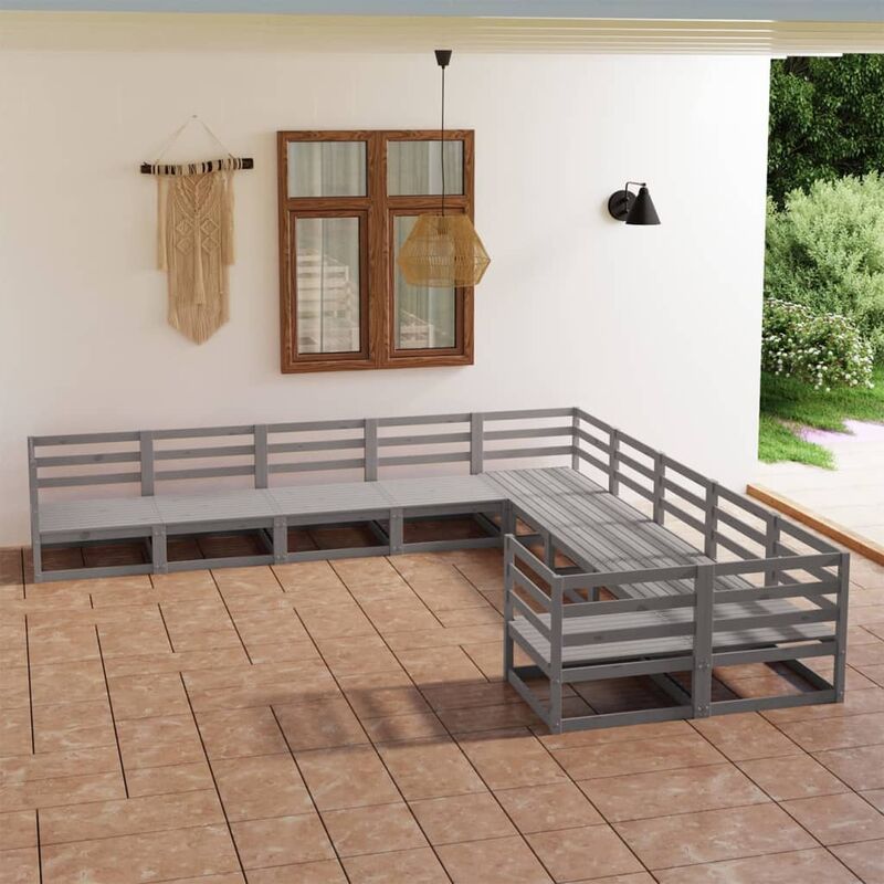 

Muebles de jardín 10 piezas madera de pino maciza