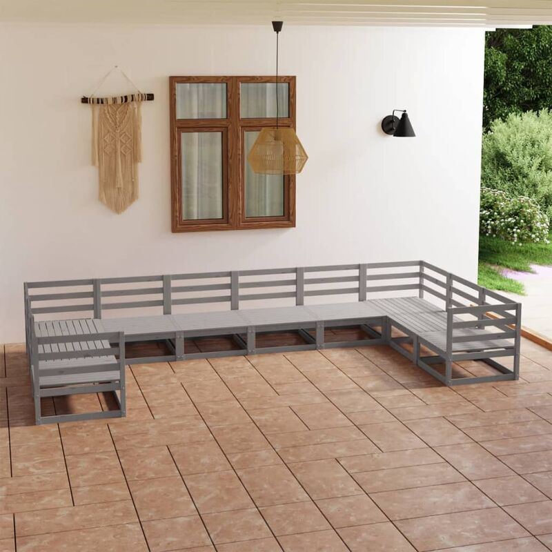 

Muebles de jardín 10 piezas madera maciza de pino