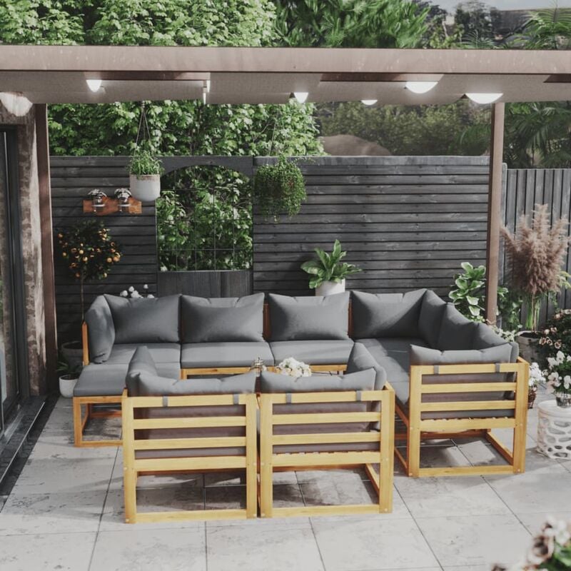 

Muebles de jardín 10 pzas cojines madera maciza de acacia