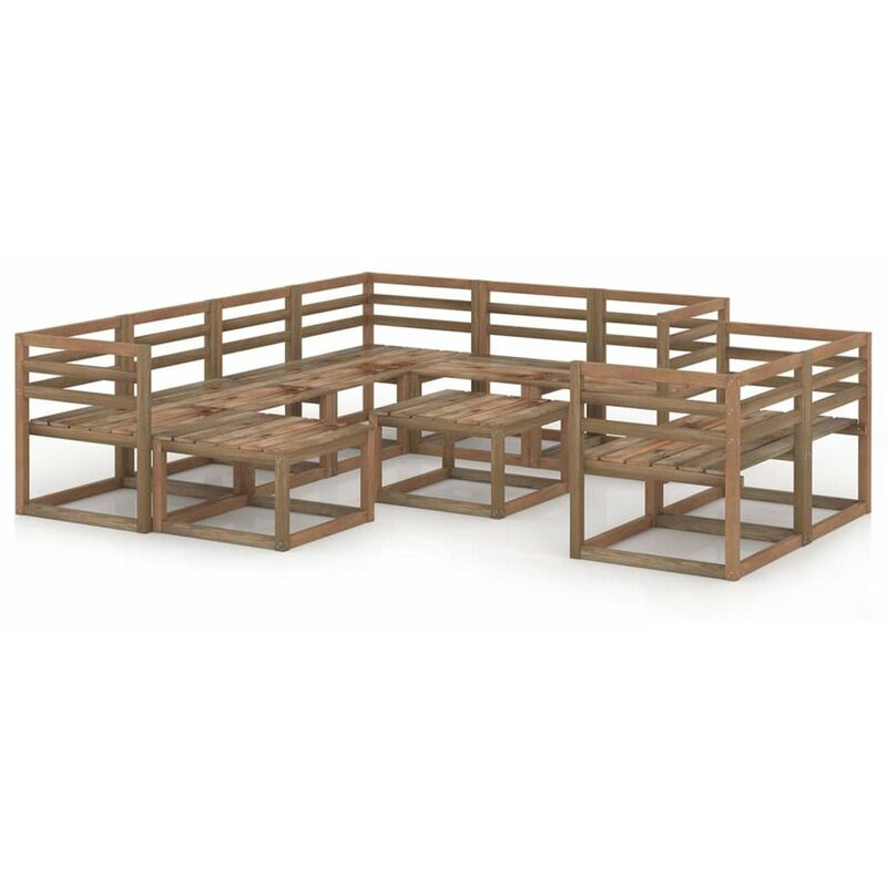 

Muebles de jardin 10 pzas cojines madera pino impregnada marron