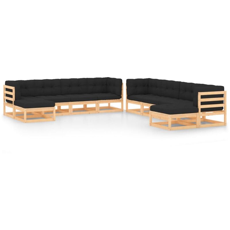 

Muebles de jardín 10 pzas con cojines antracita madera de pino
