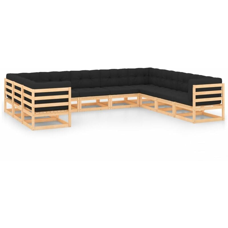 

Muebles de jardín 10 pzas con cojines antracita madera de pino