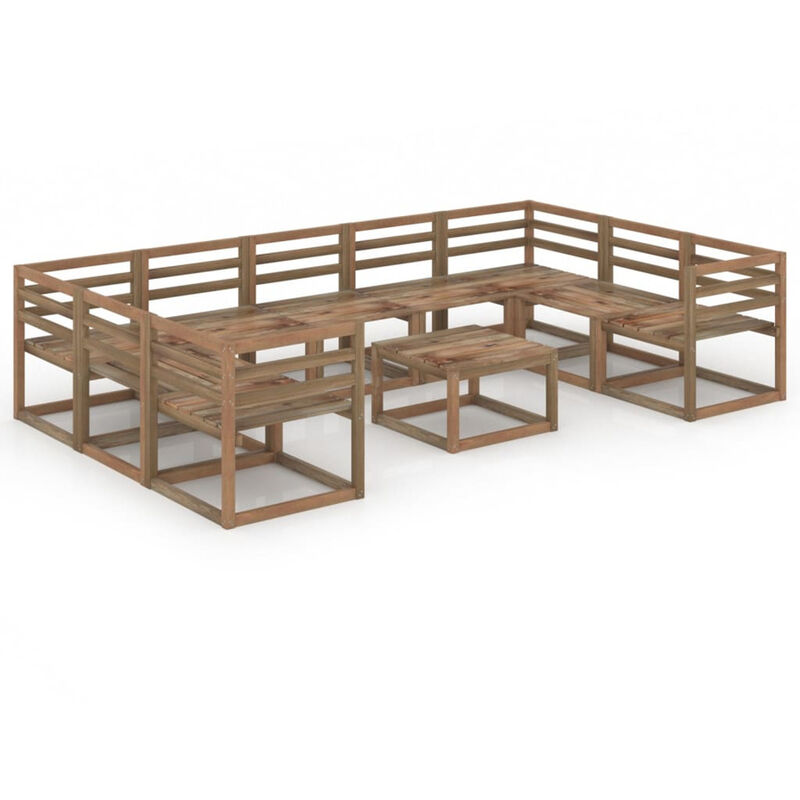 

Muebles de jardin 10 pzas marron madera de pino impregnada