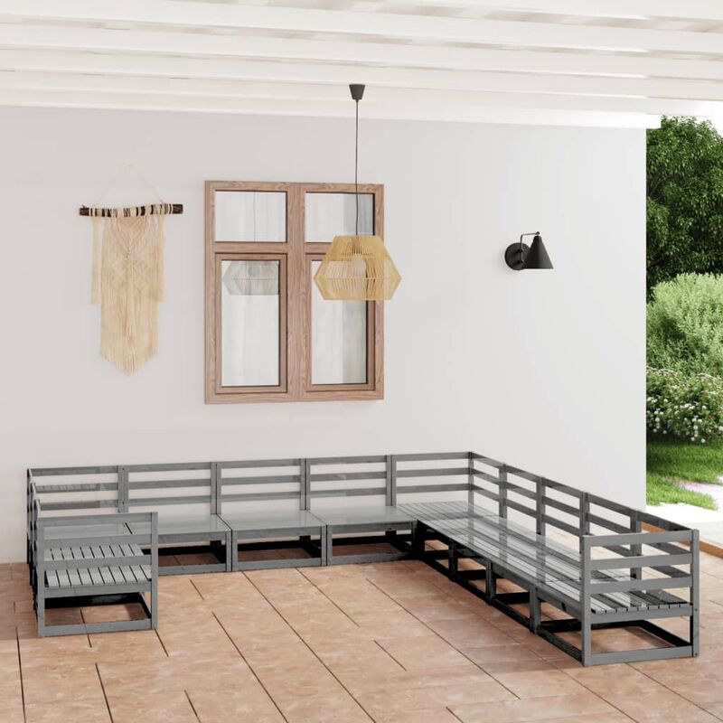 

Muebles de jardín 11 piezas madera de pino maciza