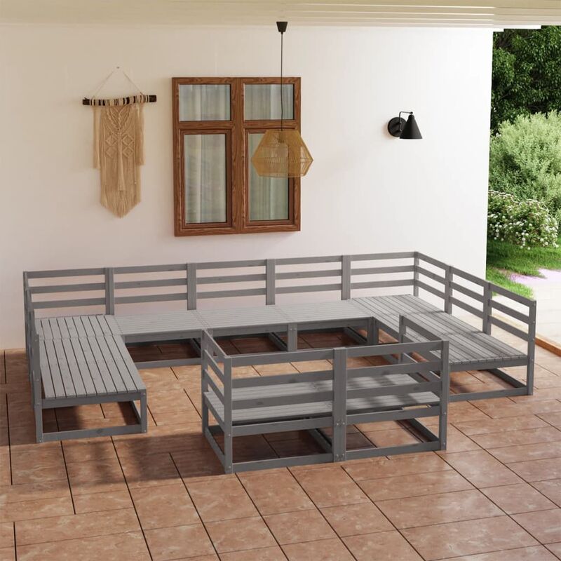

Muebles de jardín 11 piezas madera de pino maciza