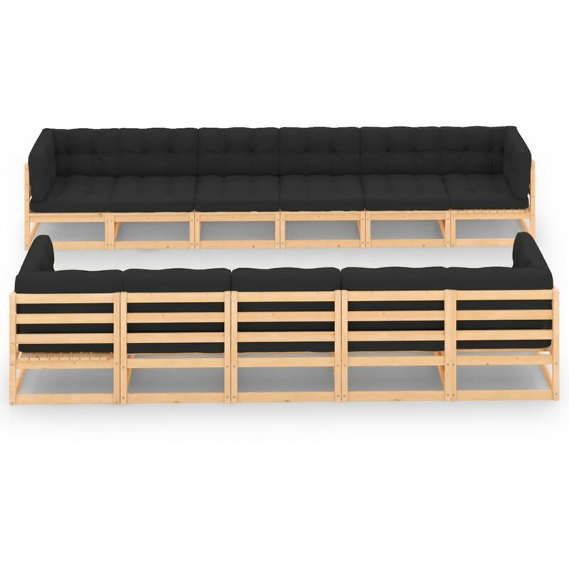 

Muebles de jardín 11 pzas con cojines antracita madera de pino