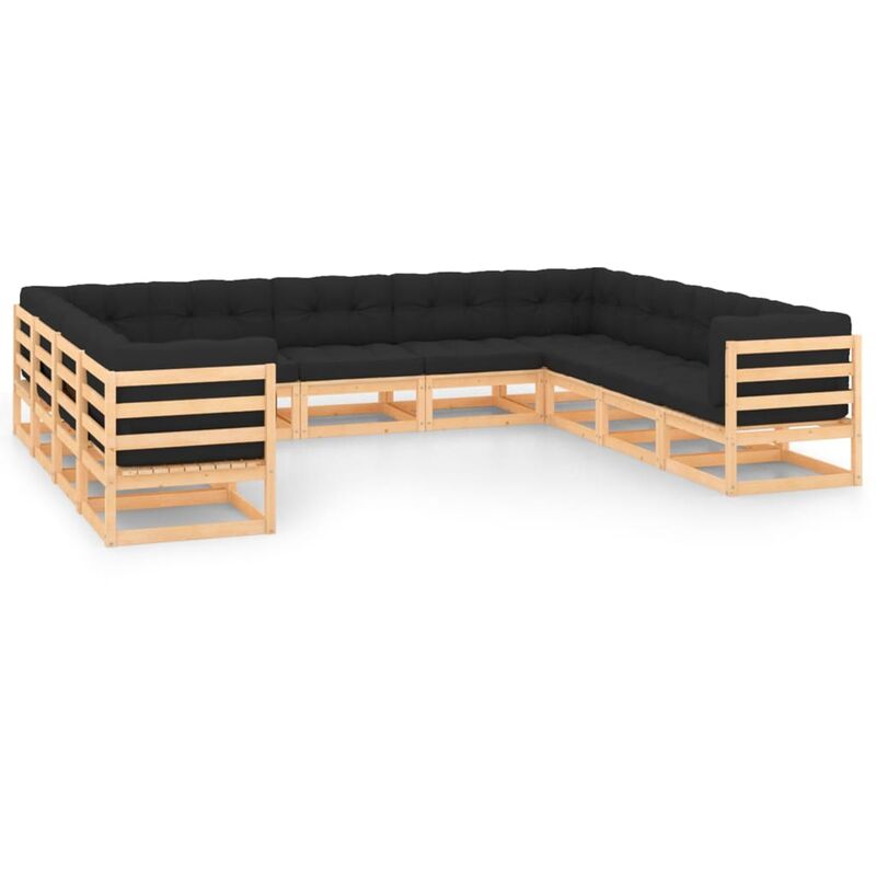 

Muebles de jardín 11 pzas con cojines antracita madera de pino