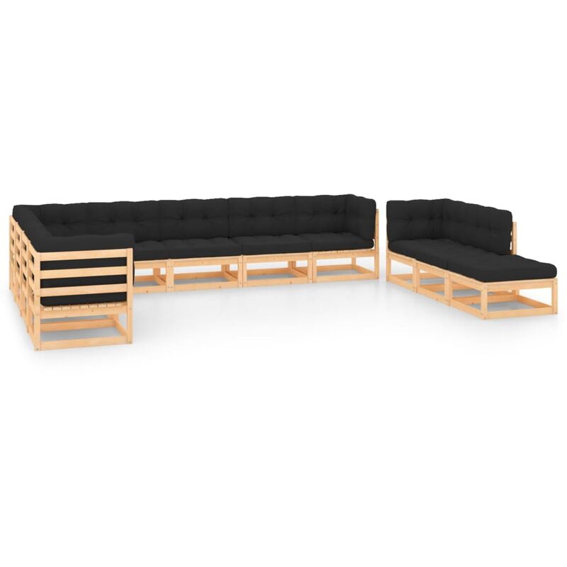 

Muebles de jardín 11 pzas con cojines antracita madera de pino