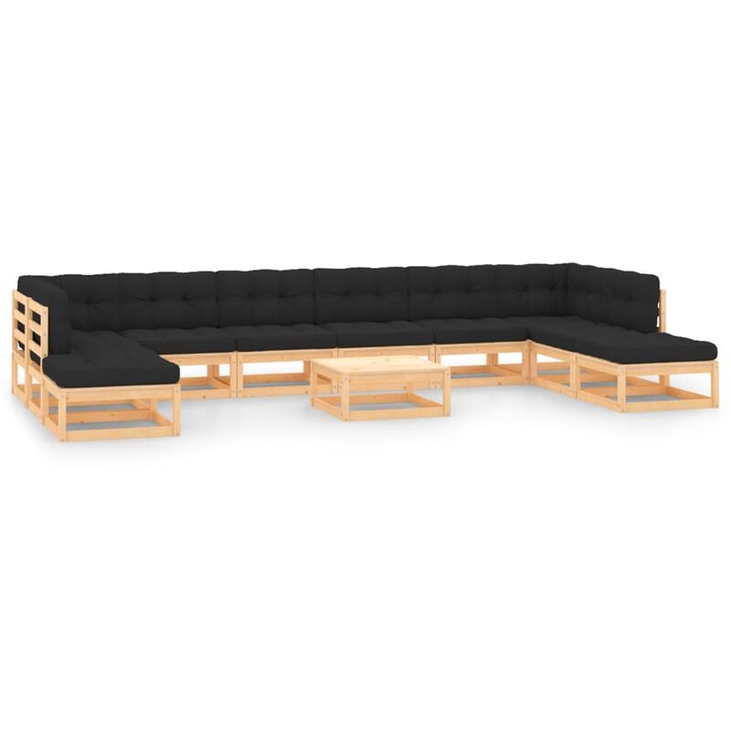 

Muebles de jardín 11 pzas con cojines antracita madera de pino