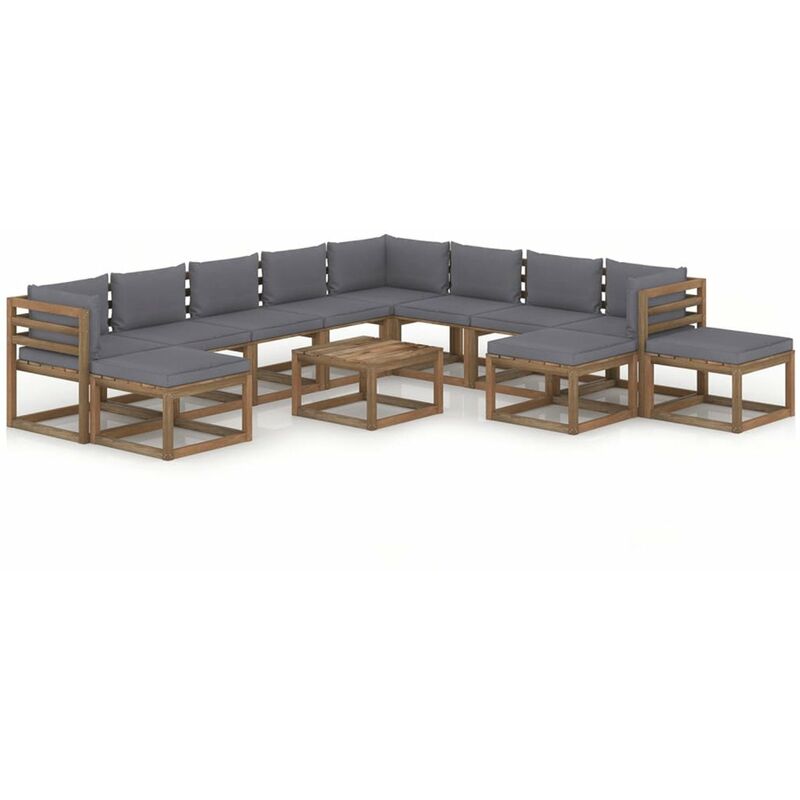 

Muebles de jardin 12 piezas con cojines gris antracita