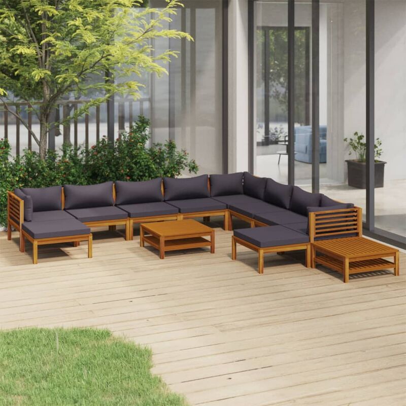 

Muebles de jardín 12 pzas cojines madera maciza de acacia