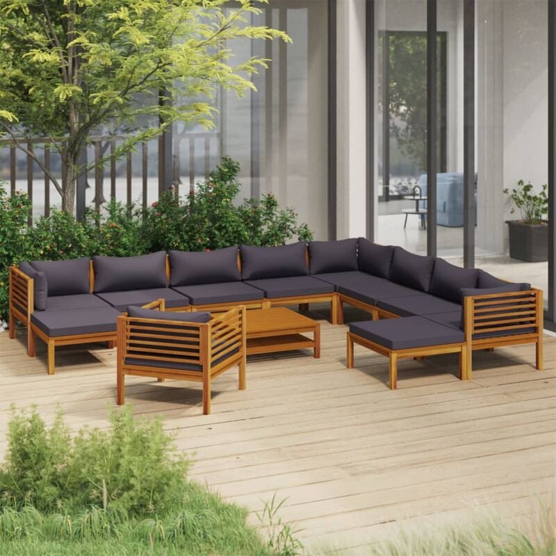 

Muebles de jardín 12 pzas cojines madera maciza de acacia