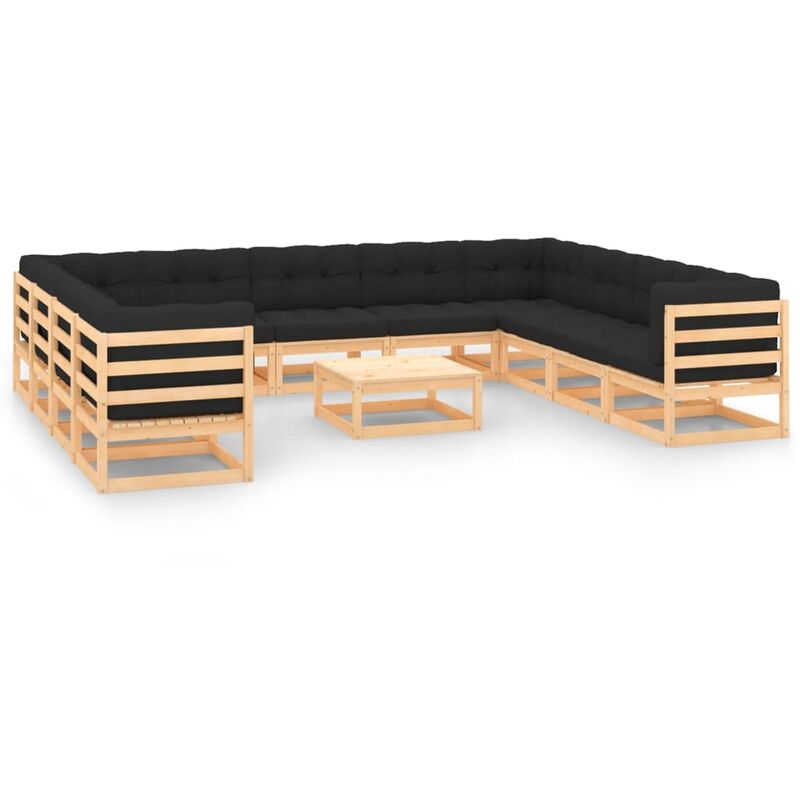 

Muebles de jardín 12 pzas con cojines antracita madera de pino