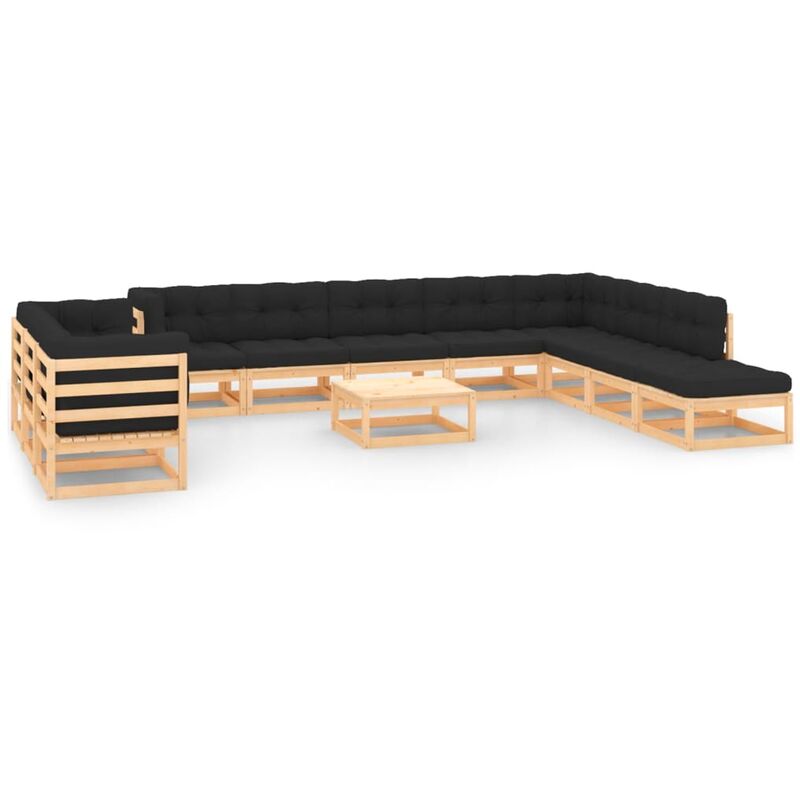 

Muebles de jardín 12 pzas con cojines antracita madera de pino