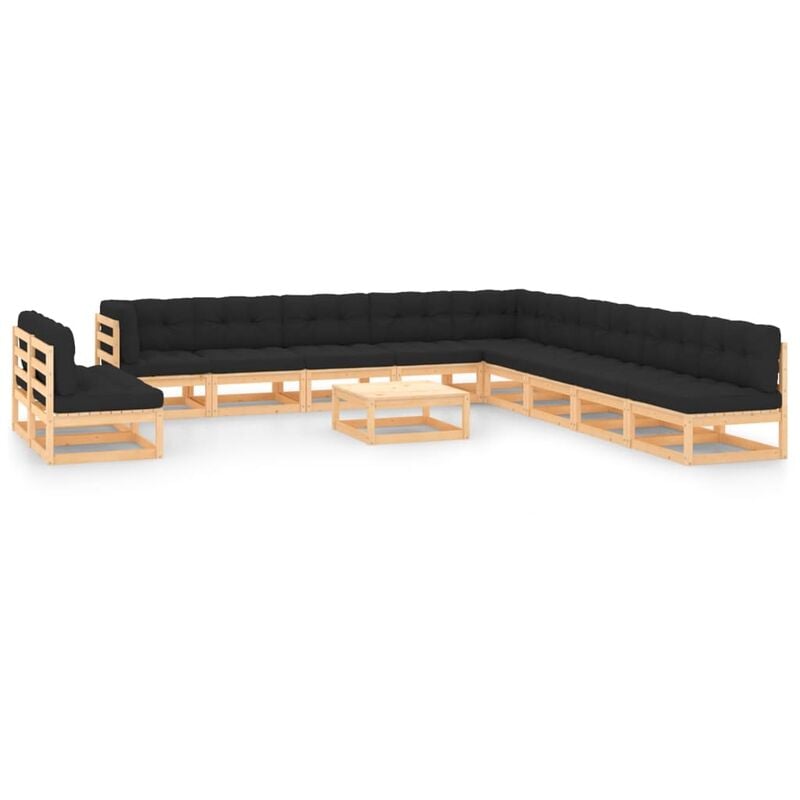 

Muebles de jardín 12 pzas con cojines antracita madera de pino