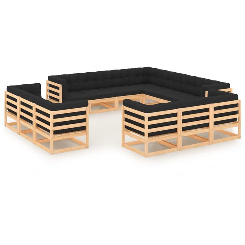 

Muebles de jardín 13 piezas con cojines antracita madera pino