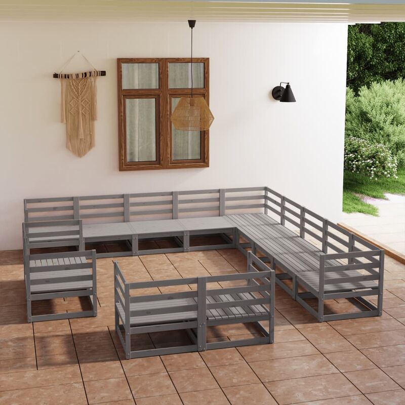 

Muebles de jardín 13 piezas madera de pino maciza