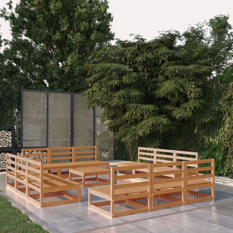

Muebles de jardín 13 piezas marrón miel madera madera de pino