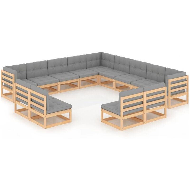 

Muebles de jardin 13 pzas con cojines de madera de pino maciza