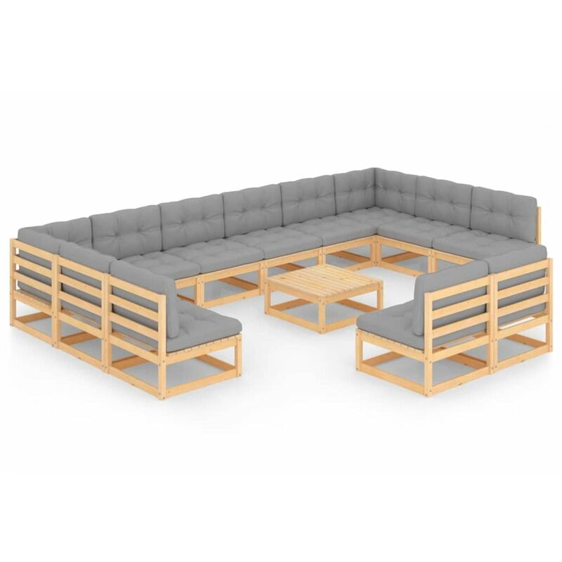 

Muebles de jardin 13 pzas con cojines de madera de pino maciza