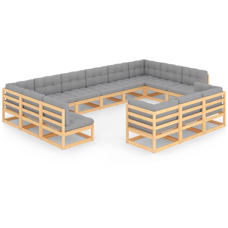 

Muebles de jardín 13 pzas con cojines de madera de pino maciza