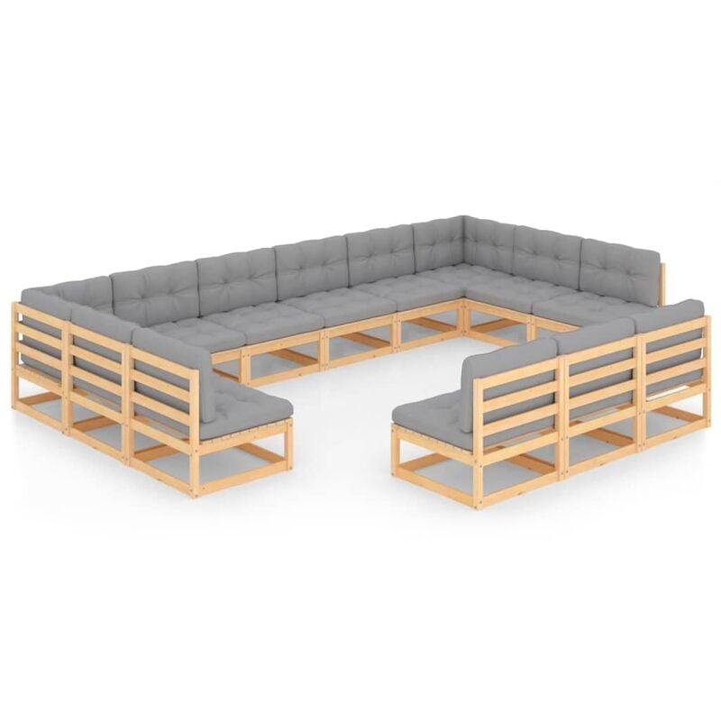 

Muebles de jardín 13 pzas con cojines de madera de pino maciza
