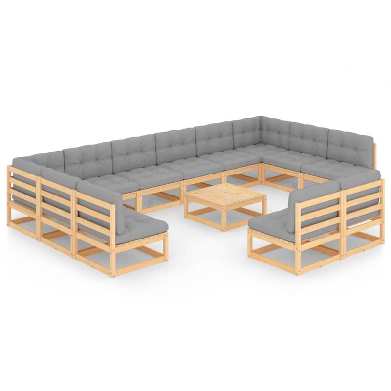 

Muebles de jardín 13 pzas con cojines de madera de pino maciza