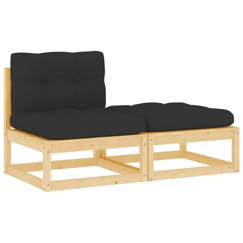 

Happyshopping - Muebles de jardin 2 piezas cojines madera de pino