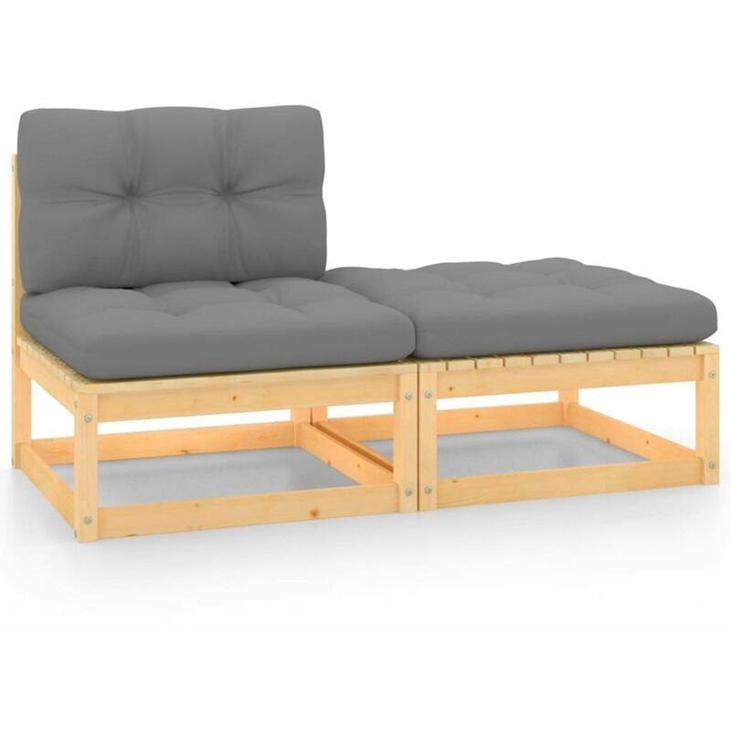 

Happyshopping - Muebles de jardin 2 piezas cojines madera de pino
