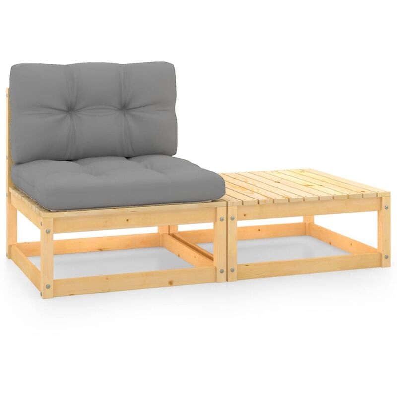 

Muebles de jardín 2 piezas cojines madera maciza pino