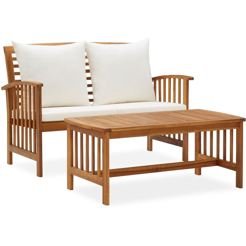 

Muebles de jardín 2 piezas con cojines madera maciza de acacia