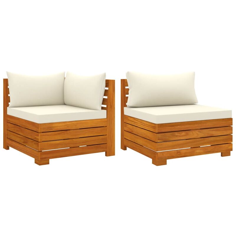 

Muebles de jardín 2 piezas con cojines madera maciza de acacia