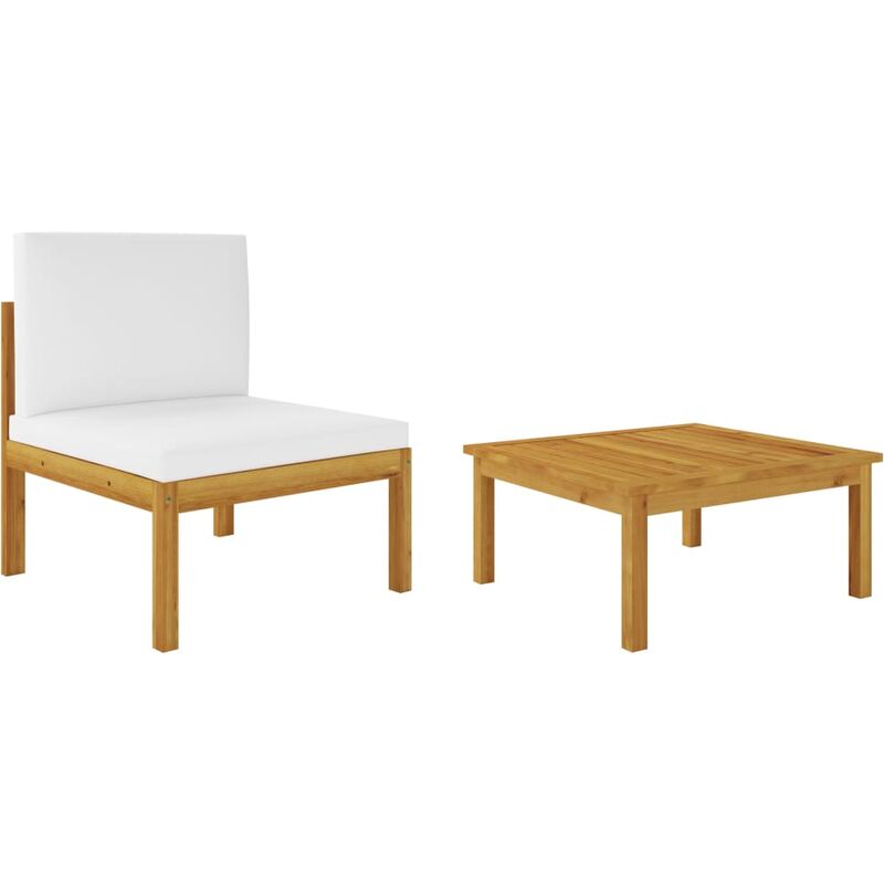 

Muebles de jardín 2 piezas con cojines madera maciza de acacia